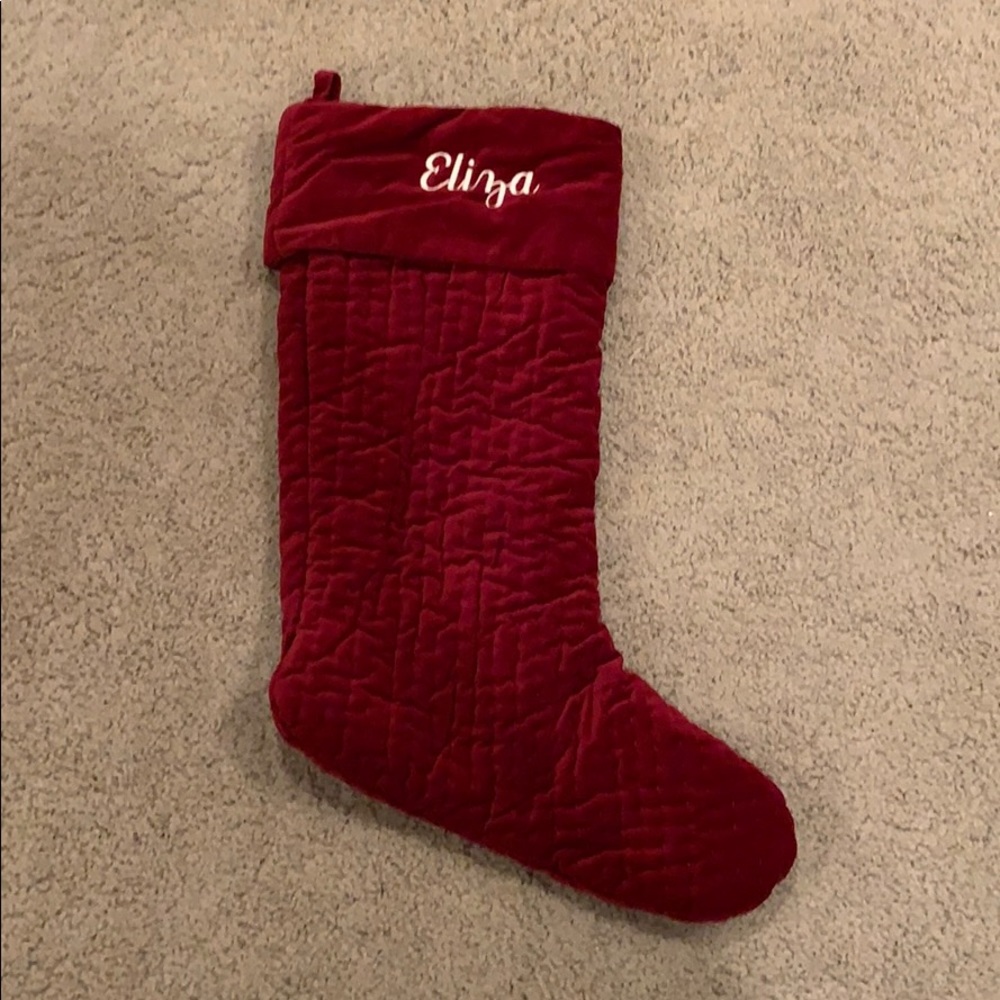 Pottery Barn Velvet Quilted Stocking - “Eliza”